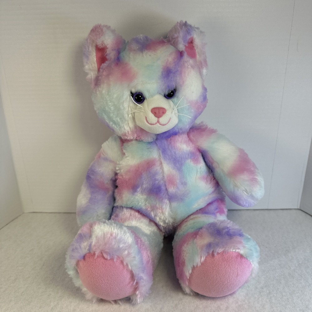 Build-A-Bear Workshop Kitty Cat Rainbow Pastel 16" Plush Stuffed Animal BAB